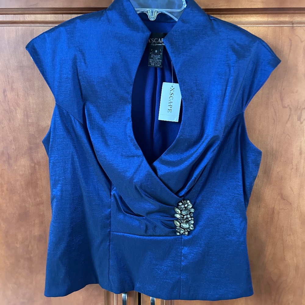 NEW XSCAPE Blue Top with embellishment Size 8